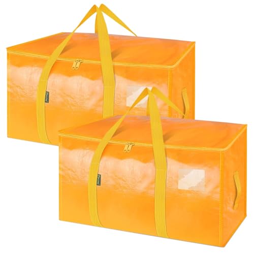 BALEINE 2-Pack Oversized Moving Bags with Reinforced Handles, Heavy-Duty Storage Tote for Clothes, Moving Supplies (Light Yellow, 2-Pack) - color: Light Yellow, size: 2-Pack