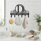 Metal Letter D Key Holder for Wall, Monogram Coat Rack Wall Mount, Key Hooks Perfect for Bathroom, Living Room, Kitchen, Office Ideal Wedding, Anniversary, Housewarming Gift (D) - style: D
