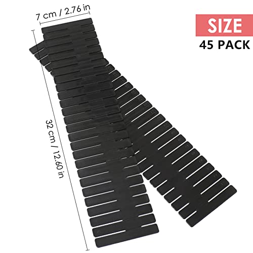 45 Pack Drawer Dividers, Plastic Adjustable Drawer Storage Organizer for Tidying Clutter Socks, Underwear, Makeup, Kitchen, Dresser Black - color: Black