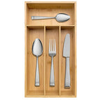 guiogc Bamboo Silverware Organizer, Kitchen Drawer Organizer, Silverware Utensil Tray Holder for Flatware Cutlery Knives, Forks, Spoons (4-Slots) (Natural) - size: 4 Slot