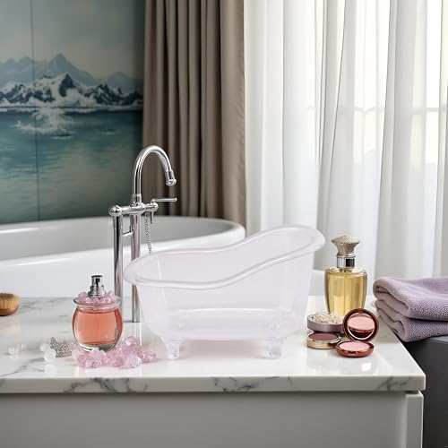 Transparent Color Mini Bathtub Sundries Storage Box Jewelry Storage Small Box Makeup Organizer Container Desktop Storage,Clothing and Closet Storage Storage and Organization Home and Kitchen
