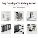 Vdomus Pot Rack Organizer with 3 DIY Methods, Black Metal Kitchen 8+ Pots Holder, Height and Position are Adjustable Cabinet Pantry Pot Lid Holder (Upgraded)