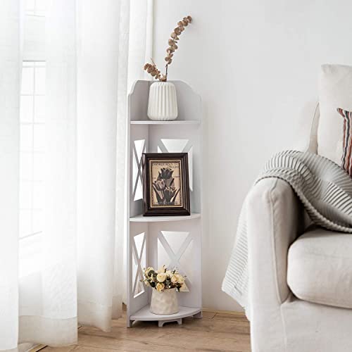 J JINXIAMU Corner Shelf Stand, Storage Organizer Great for Bathroom, Corner Shelf Perfect for Small Space,Waterproof Stand Also Use for Toilet Paper Stand,White - color: White