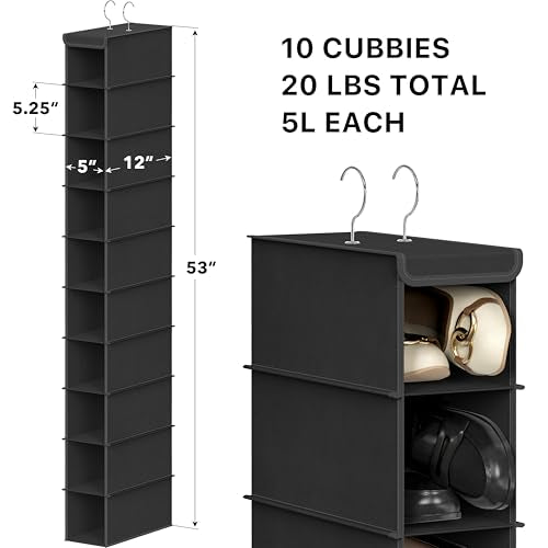 Simple Houseware 10 Shelves Closet Hanging Shoe Organizer, Black - color: Black, size: 1-Pack