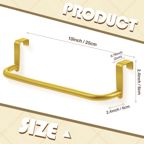 2 Pieces Metal Towel Bar Kitchen Cabinet Steel Towel Rack Bar for Hanging on Inside or Outside of Doors, Home Kitchen Bathroom(Gold) - color: Gold