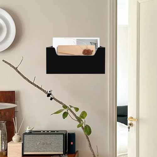 Mail Holder for Table, Acrylic Letter Holder Box for Desk or Wall Mount, Mail Organizer Countertop, Black - color: Black