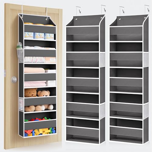 ULG Over the Door Organizer 2-Pack Door Hanging Organizer Closet Door Organizers and Storage for Clothes, Shoes, Toys Grey - color: Dark Grey, size: 2 Pack