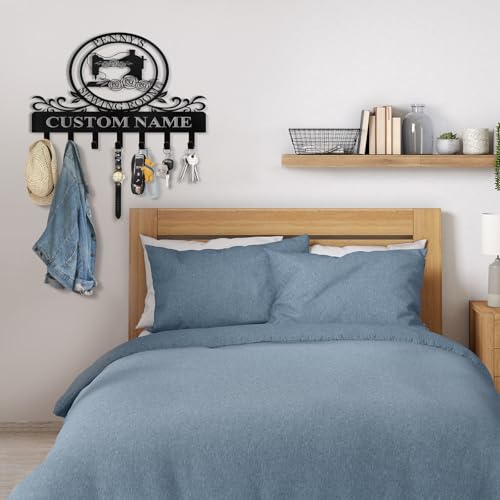 Personalized Key Holder Wall Mount - Custom Sewing Machine Design Key Hanger for Wall Art Decor, Metal Coat Rack Organizer with Hooks, Key Hanger for Bedroom Entryway Hallway, Personalized Gift - color: Color03 Sewing Machine
