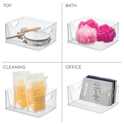 iDesign Stackable Open-Front Storage Bin with Handles for Kitchen, Set of 2, Clear, Made in USA - style: Pack of 2