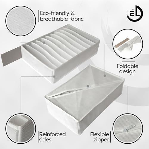 Drawer Organizer Clothes - 3 Set Multipurpose Dresser Drawer Organizer for Adults & Kids, Closet Foldable 10 Cells per Organizer - Non-Woven Fabric, T-Shirts, Baby Clothes, Shorts Organizer - White - color: WHITE (10 Cells)