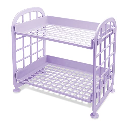 UnnFiko 2-Layers Table Shelf Organizer, Adjustable Plastic Storage Rack Shelf Square Basket Desk Stand Table Storage Organizer Shelves (Purple) - color: Purple