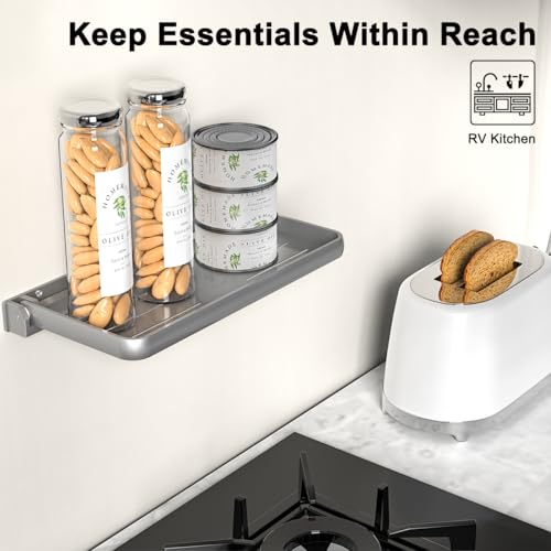 RV Aluminum Foldable Shelf - Wall-Mounted Folding RV Shelves - Compact Camper Trailer Accessories & Space-Saver 12.2x5.5 Inch - size: 1 Pack