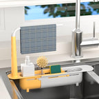 Telescopic Sink Storage Rack with 2 Sponge - Sink Caddy Sponge Holder for kitchen sink (Yellow) - color: Yellow