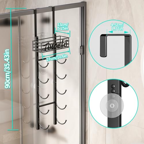 HapiRm Towel Racks for Bathroom Storage - 6 Tier Over The Door & Wall Mount Rolled Towel Storage Organizer Holder with Metal Shelf Basket for Small Bathroom, Camper, Rv - Black, Patented - color: Black, size: 6-Tier