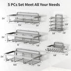 Liuoud 5 Pack Shower Caddy Organizer Rack Shelf for Inside Shower, Self Adhesive Bathroom Wall Storage Basket Rustproof Stainless Steel Large Capacity Shampoo Holder, Grey - color: Grey