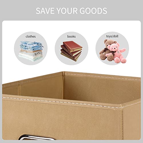 Black Fabric Cubby Storage Bins,13x13x13 Inches ,Cube Organizer Bin Foldable Storage Boxes with Dual Handles Fabric Organizer Box and collapsible Storage basket,Set of 3 ,Khaki - color: Khaki, size: 3 Pack