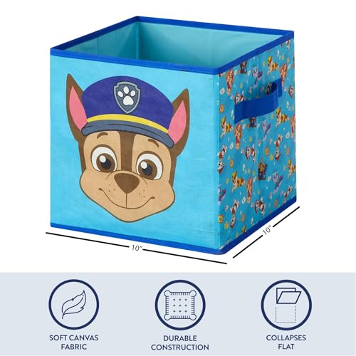 Nickelodeon Paw Patrol Kids Storage Cubes, 2 Pack Foldable Fabric Bins with Handles, Collapsible Organizer Boxes for Bedroom, Playroom & Nursery, Durable Kids Storage Solution - color: Paw Patrol