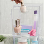 STORi Audrey Stackable Bin Clear Plastic Organizer Drawers | 2 Piece Set | Organize Cosmetics and Beauty Supplies on a Vanity | Made in USA - size: 6.75" Tall Set