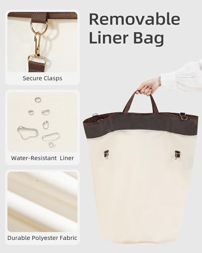 STORAGE MANIAC Rolling Laundry Hamper with Wheels 110L Laundry Basket, Round Laundry Cart with Metal Frame and Removable Bag, Clothes Hamper for Bedroom, Bathroom, Dorm Room, Laundry Room, Beige - color: Beige