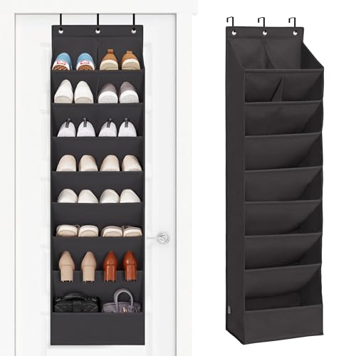 STORAGE MANIAC Over the Door Shoe Organizer Heavy-Duty Large Deep Pocket Hanging Shoe Organizer Shoe Rack Door Closet Shoe Organizer for Wall, Dorm & Narrow Door Storage Shoe Holder Black, 1 Pack - color: Black, size: 1 pack
