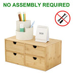 Wisuce Bamboo Desk Drawer Organizer, Desktop Organizer with Drawers Tabletop Storage Organization Box for Office Home Toiletries Supplies Vanity, No Assembly Required(4 Drawes) - style: 4 Drawes