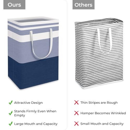 HomeHacks 2-Pack Large Laundry Basket, Waterproof, Freestanding Laundry Hamper, Collapsible Tall Clothes Hamper with Extended Handles for Clothes Toys in the Dorm and Family (Blue, 75L) - color: Blue, size: 75L