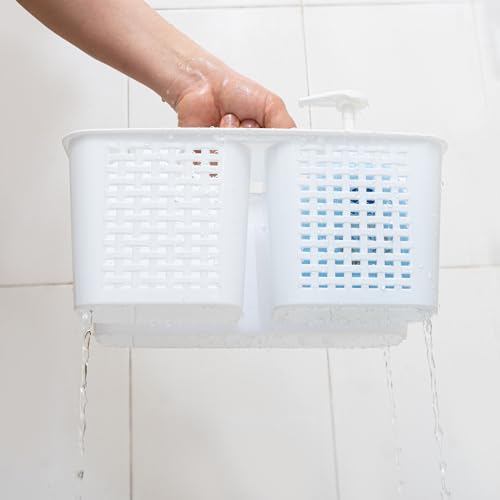 Tiawudi Portable Shower Caddy, Caddy Organizer with Handle, Plastic Shower Basket Hold Soap, Shampoo, Hair Supplies and Beauty Products, Cleaning Supplies Organizer for Home, Dorm, Shelf and Cabinet - color: White