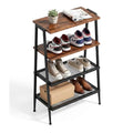 A-Shape Shoe Rack, 4-Tier Heavy-Duty Shoe Organizer with Wooden Top & Mesh Shelves, Space-Saving for Entryway, Bedroom, Hallway(25.28" H, Holds 8 Pairs, Rustic Brown) - size: 17.32" X 10.24" X 25.28"