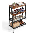 A-Shape Shoe Rack, 4-Tier Heavy-Duty Shoe Organizer with Wooden Top & Mesh Shelves, Space-Saving for Entryway, Bedroom, Hallway(25.28" H, Holds 8 Pairs, Rustic Brown) - size: 17.32" X 10.24" X 25.28"