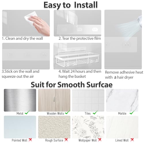 Liuoud 5 Pack Shower Caddy Organizer Rack Shelf for Inside Shower, Self Adhesive Bathroom Wall Storage Basket Rustproof Stainless Steel Large Capacity Shampoo Holder, Grey - color: Grey