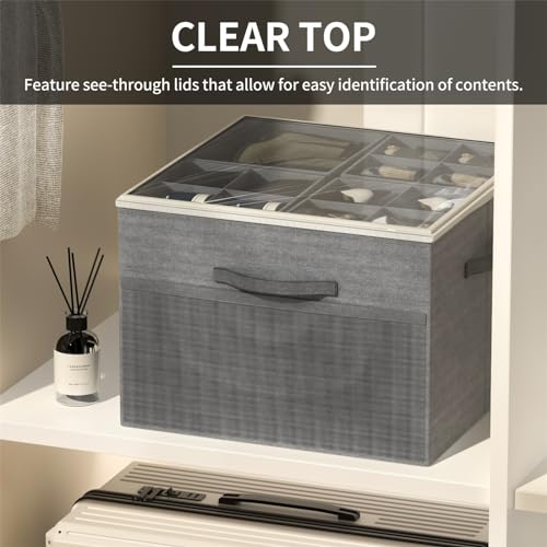 Aokeyee Shoe Organizer for Closet,2 Pack Foldable Shoe Storage Organizer Box Bin with Adjustable Dividers and Clear Cover, Fits up to 16-32 Pairs - color: Grey, size: 2 PCS