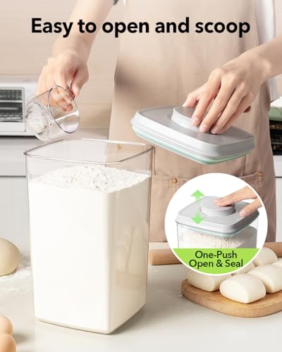Ankou Airtight Food Storage Container with Pop Lid & 130ml Scoop, 4L/4.2qt *4 BPA-Free Cereal, Rice, Flour, Pasta & Snack Container, Stackable & Durable,Kitchen Pantry Organizer - color: 4L * 4