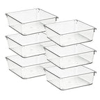 Ravinte 6 Pack Drawer Organizer - 6" X 6" Plastic Storage Bins, Acrylic Organizers with Non-Slip Pads Clear Desk Storage Tray for Makeup, Jewelries, Kitchen Utensils, Bathroom and Office - size: 6" x 6"