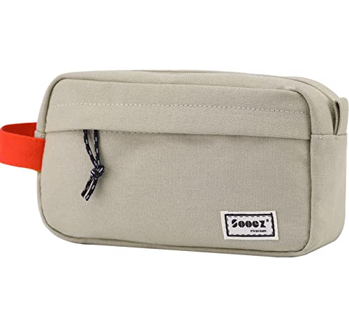 Sooez Big Capacity Pencil Case, Upgraded Canvas Pencil Pouch Large Pencil Bag Organizer, Separate Compartments Easy Grip Handle, Aesthetic Supply for School Teens Adults,Beige Pen Case - color: Canvas Beige