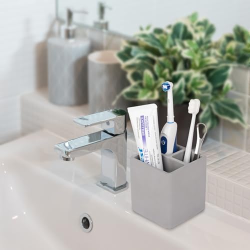 Diatomite Toothbrush Holders for Bathrooms, Electric Toothbrush and Toothpaste Holder 3 Slots Tooth Brush Organizer for Bathroom Countertop, Shower, Vanity - Dark Gray - color: Dark Gray