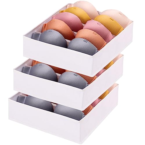 Bra Storage Drawers Organizer for Clothing Underwear Drawer Organizer Dividers Foldable Storage Cube Bins for Bra,Socks, Underwear,3 Pack （White） - color: White, size: 3 Pack