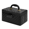 KaAutoler Portable makeup box with Lock, Large Capacity Travel Makeup Case Organizer, Makeup Bags for Girls Traveling With Handle and Divider Makeup Bag (Black) - color: Black