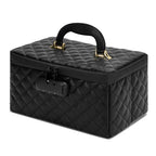 KaAutoler Portable makeup box with Lock, Large Capacity Travel Makeup Case Organizer, Makeup Bags for Girls Traveling With Handle and Divider Makeup Bag (Black) - color: Black