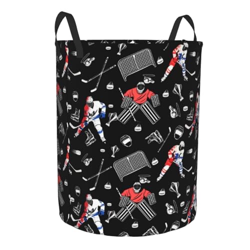 Hockey Laundry Basket Storage Bin Foldable Laundry Hamper Clothes Storage Bucket Organizer 19.6x15.7 Inch For Laundry Room/Bedroom/Bathroom - color: Hockey