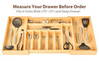 Umilife Extra Large Expandable Kitchen Siverware Utensils Drawer Organizer, 19" Deep for Big Drawer, Adjustable Bamboo Wood Drawer Divider with Curved Grooves, Cutlery Tray Flatware Holder - size: Expandable 19~33 x 19 inch