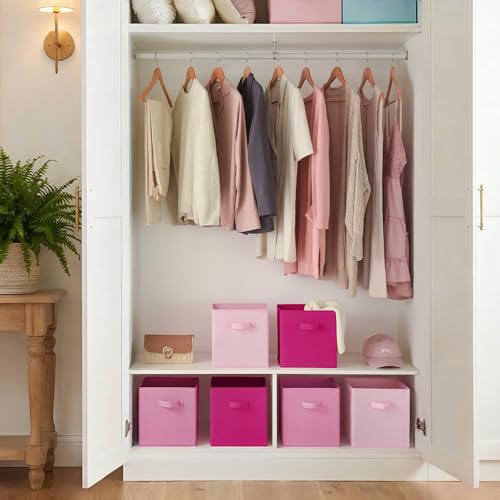 Cupic Cupid 11 Inch Storage Cube, Fabric Cube Storage Bin with Handles, Storage Cube Organizer for Clothes and Toys, Collapsible Cube Bins for Closet, Shelves, Nursery, 6-Pack, Pink Gradient - color: Pink Gradient, size: 11 Inch
