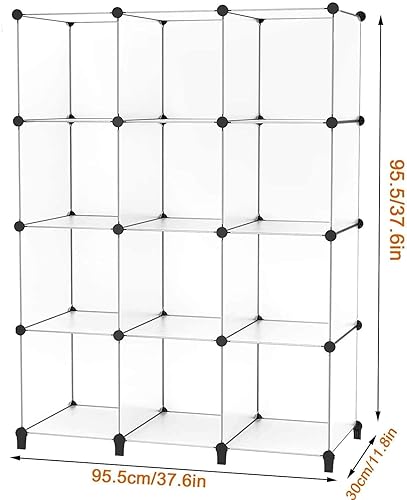 Closet Organizer, 12-cube Closet Organizers and Storage, Portable Cube Storage Organizer, Closet Shelves for Kids, Closet, Bedroom, Bathroom, Office, Transparent - color: Transparent