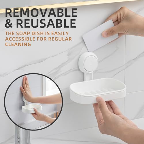 LEVERLOC Soap Dish Holder for Shower Suction Cup Wall Mounted Self Draining NO-Drilling Removable Bar Soap Sponge Holder for Bathroom Bathtub Kitchen Sink Waterproof Strong Vacuum Suction Adhesion - style: 1 tier