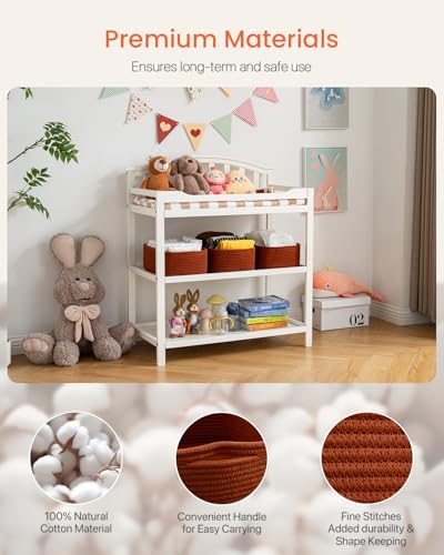 Small Woven Basket, 13.5 x 9.5 x 5 Inches, Storage Basket for Organizing, Cute Small Rope Shelf Closet Cube Storage Bins Baskets for Shelves, Dog Toy Gift Baskets Empty, 3 Pack Rust Red - color: Rust Red, size: 13.5"L x 9.5"W x 5"H