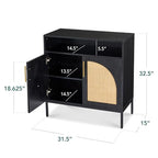 Best Choice Products Rattan Sideboard Buffet Cabinet, Entryway Table, Accent Storage Cabinet, Console Table for Hallway, Living Room, Dining Room - Black - color: Arched Rattan, Black