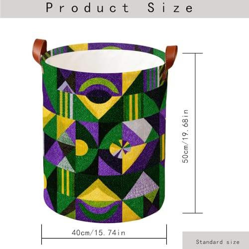 Laundry Basket 15.75 x 15.75 x 19.7 Inch Oxford Fabric Clothes Hamper with Modern Geometric Abstract Pattern Foldable Laundry Storage Bin with Handles for Bathroom Bedroom Dorm Dirty Clothes Holder - color: Colorful587