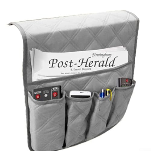 Sofa Armrest Organizer Side Storage Bag for Couch, Hanging Pocket Holder for Remote Control, Phone, Books and Magazines, Home Organization Accessory(gray) - color: gray