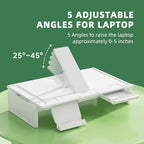 Heymaster Ergonomic Monitor Stand Riser, Laptop Stand Foldable Muti-Angle Adjustable Portable Foldable Stand with Heat-Vent Compatible with MacBook, Air, Pro, Surface Laptop (9-17 inches) (White) - color: White