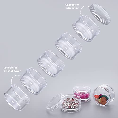 Hipiwe 4 Set Stackable Cosmetic Containers with Screw Lids Plastic Sample Jars 30ml Clear Empty Jars Makeup Sample Containers Nail Accessories Organizer - size: 4Packs 1.9"D x 4.8"H