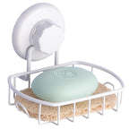 HASKO Suction Cup Soap Dish for Shower Wall, Rustproof Stainless Steel, Shower Soap Holder with Hooks for Bathroom, Includes Optional No Drill Adhesive Mount and Soap Saver, White - color: White